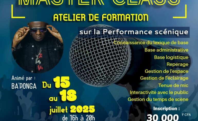Libreville : une Masterclass inédite animée par Baponga pour maîtriser l’art de la performance scénique