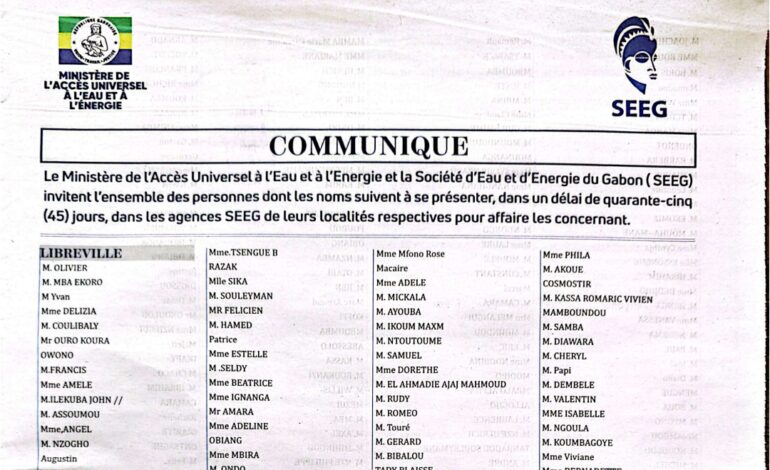Fraude à l’électricité : À qui profite le flou autour des noms publiés par la SEEG ?